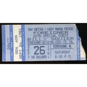 Vintage 1981 Foreigner Billy Squier Concert Ticket Stub Birmingham AL